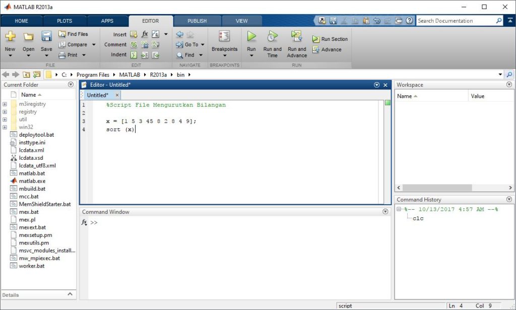Cara Membuat Script File atau M-File pada MATLAB - Advernesia