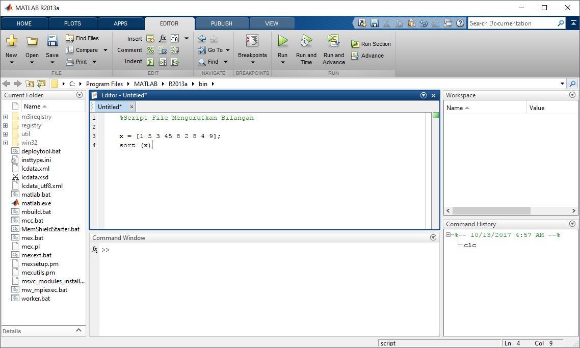 Cara Membuat Script  File atau M File Pada MATLAB Advernesia