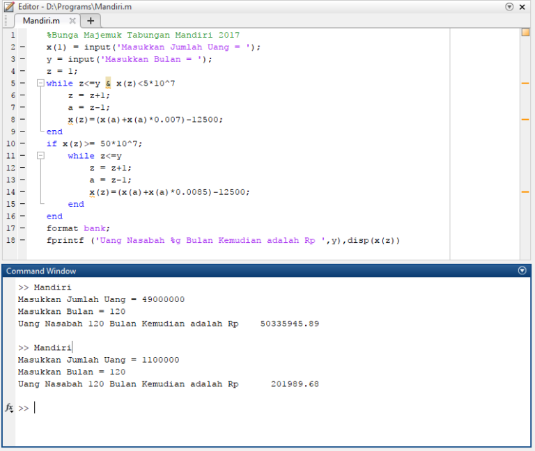 Perulangan while Pada MATLAB dan Contoh Programnya (Matlab) - Rangga Harsya