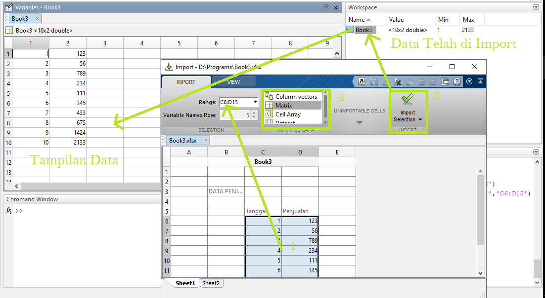 Import matriks pada matlab