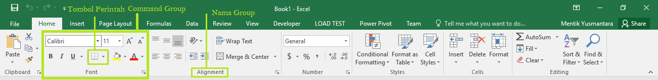 Menu Home Pada Microsoft Excel 2016