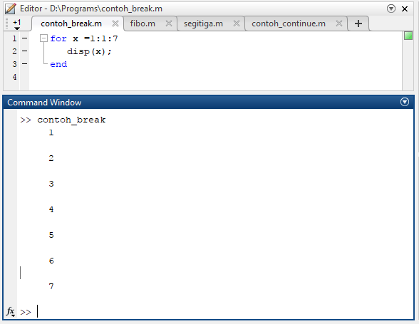 contoh program matlab sederhana dengan for
