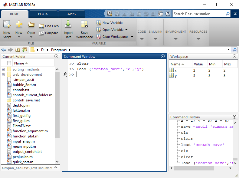 import variabel khusus di matlab