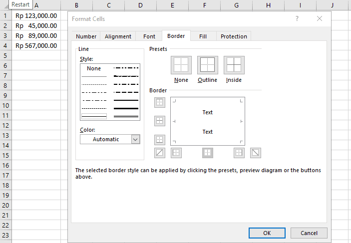 Cara Menambah border pada Excel