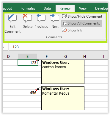 Comment di Excel yaitu fitur yang berfungsi memperlihatkan gosip yang sanggup anda tambahka Fungsi, Mencetak dan Menampilkan Comment Pada Excel