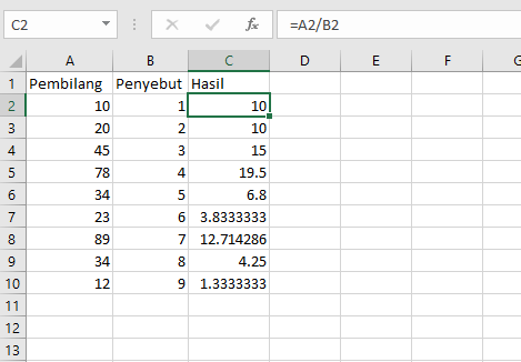 Menampilkan Formula Excel