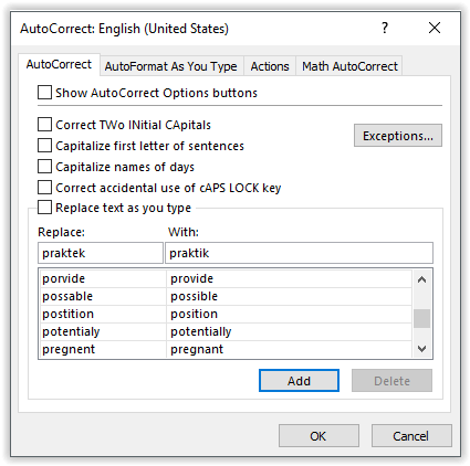 AutoCorrect di Excel yaitu fitur yang membantu pengguna untuk melaksanakan input data string AutoCorrect: Menambah dan Menonaktifkan Spelling Pada Excel