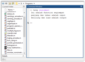 Cara Membuat Function pada MATLAB dan Contoh Programnya