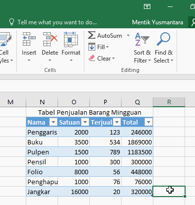 Mengubah tampilan tabel Microsoft Excel