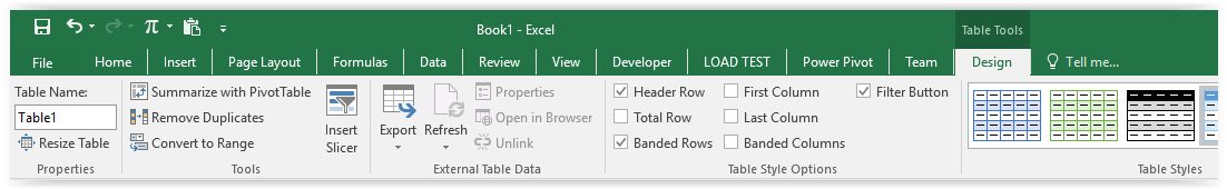 excel table tool