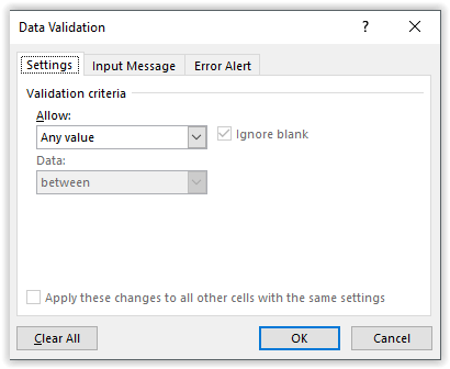 Message input. Data validation. Drop down. Error Alert. Input in Alert validation IOS.