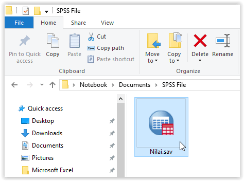 Lokasi penyimpanan file SPSS