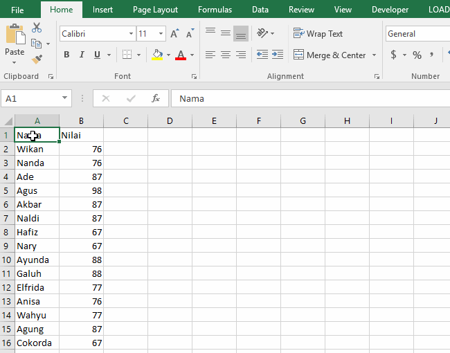 blok range data histogram Excel