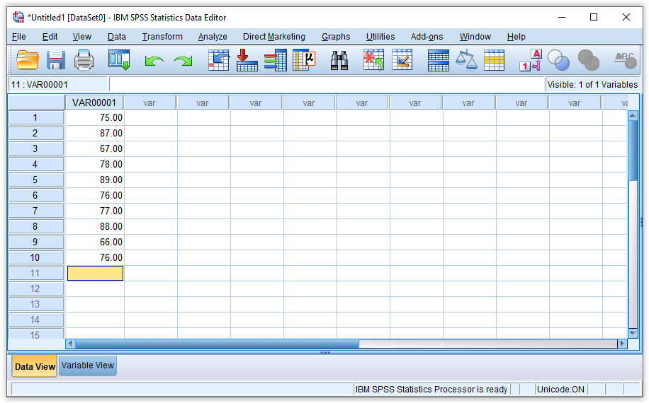 data view SPSS
