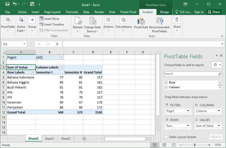 Spreadsheet di Excel