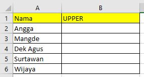 Contoh menggunakan UPPER pada Tabel
