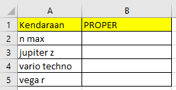 Contoh tabel yang dikonversi dengan PROPER