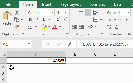 Cara mengubah nomor seri dengan EDATE di Excel