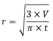 Rumus jari-jari kerucut jika diketahui volume