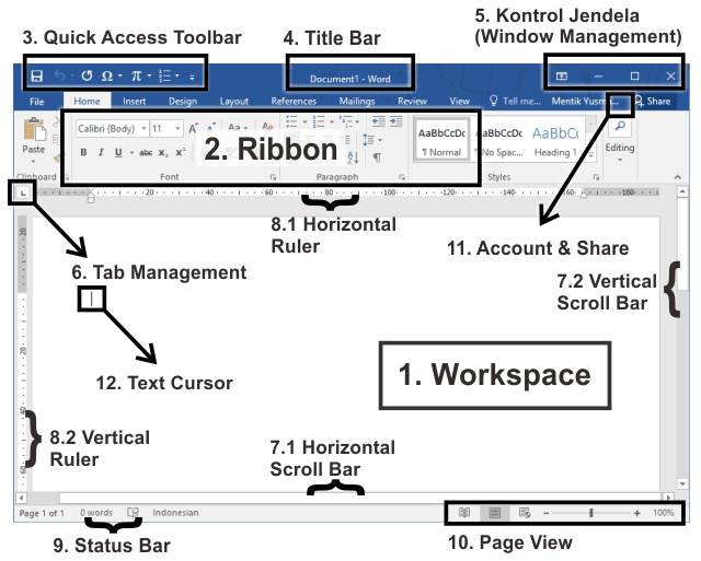 Bagian Bagian Microsoft Word Dan Tampilan Microsoft Word Advernesia