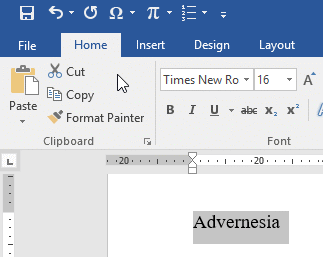 Paste command in Microsoft Word