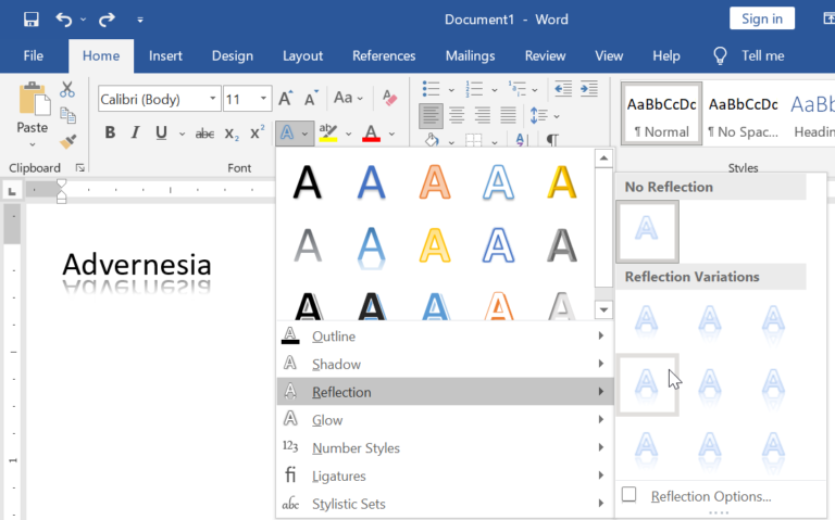 Text Effect and Typography | Membuat Efek Tulisan di Word - Advernesia