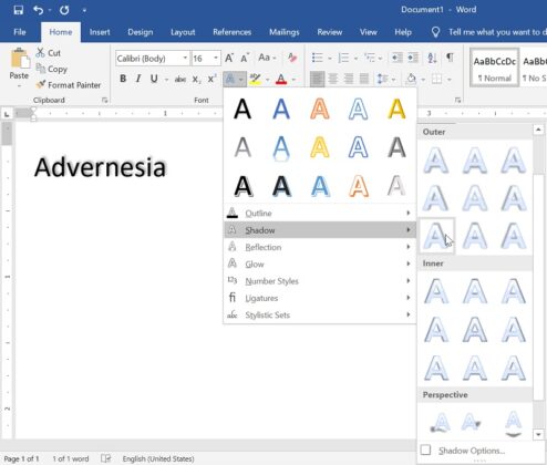Text Effect and Typography | Membuat Efek Tulisan di Word - Advernesia