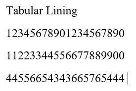 Contoh Number Style Tabular Lining di Microsoft Word