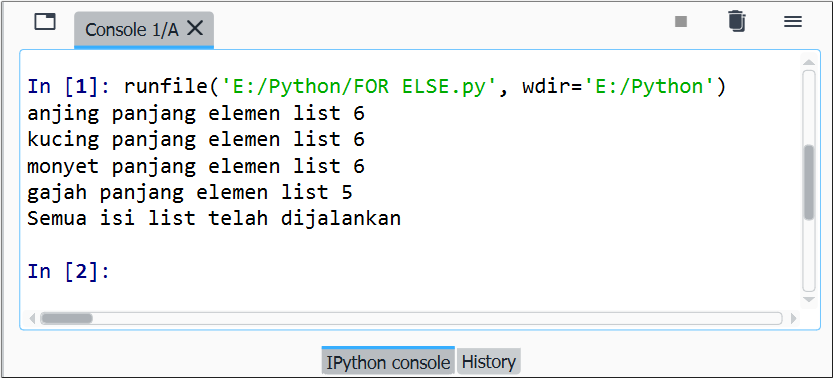 Ilustrasi Perulangan for else pada Python